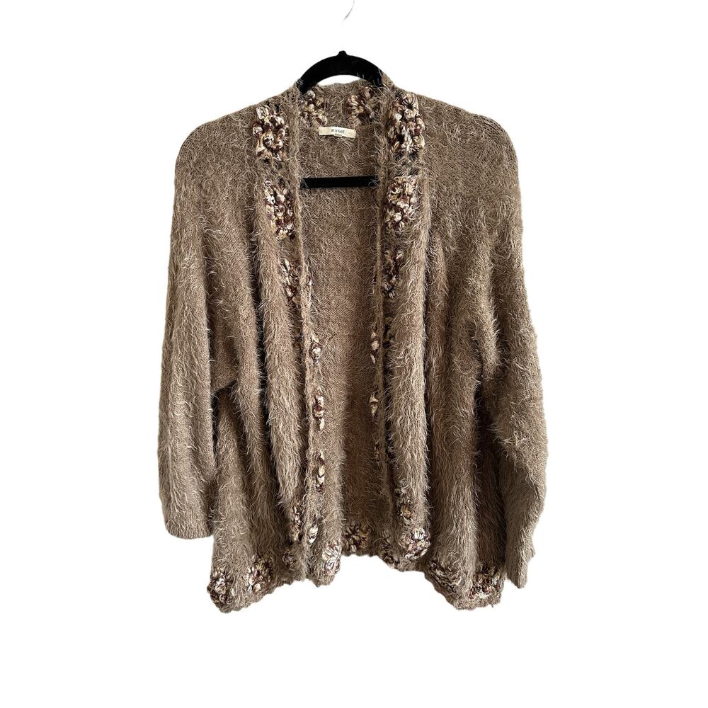 Easel Women's Small/Medium Long Sleeve Brown Knitted Cardigan - Picture 2 of 14